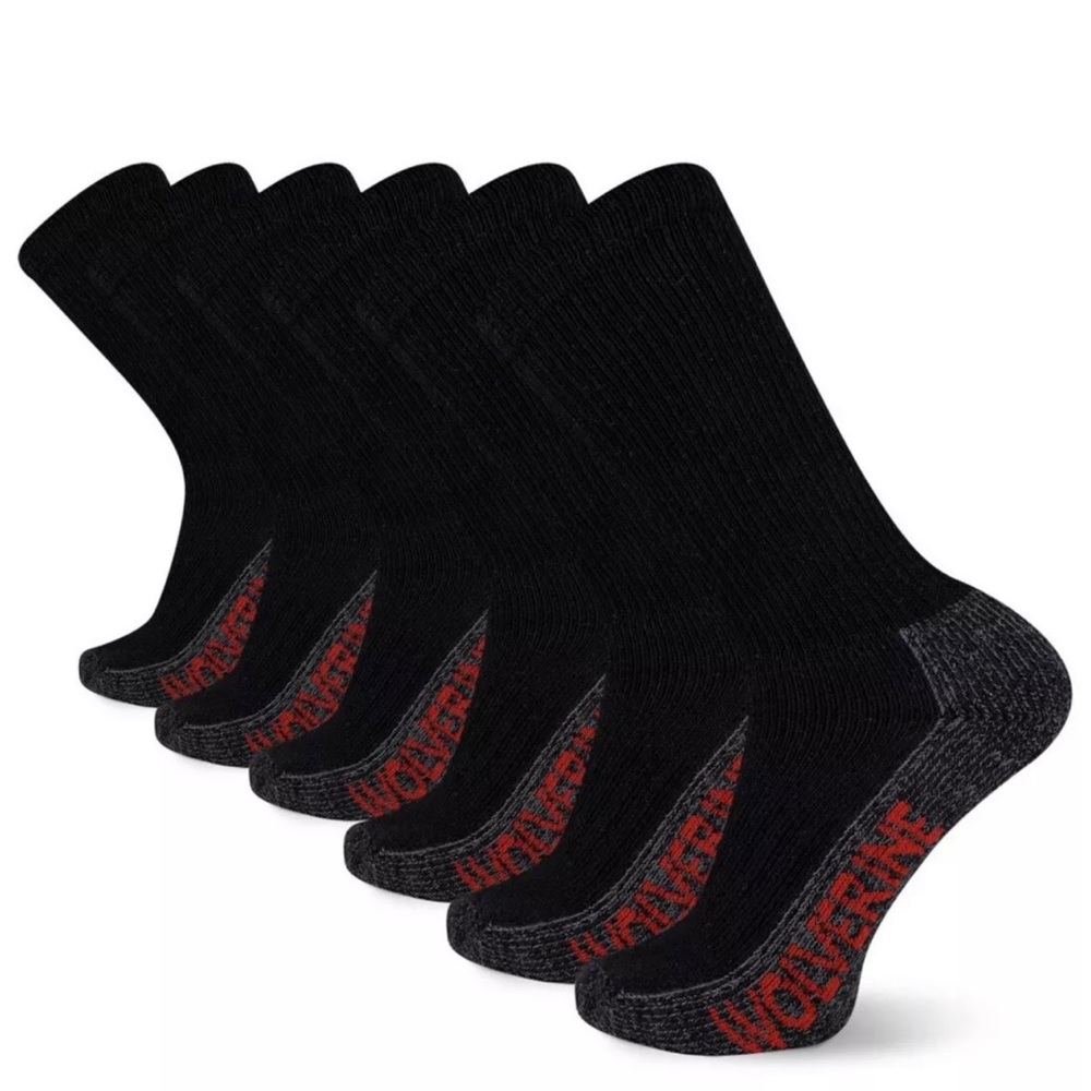 Wolverine Men's 3-Pairs Steel ToeCotton Work Sock Size L Black Color